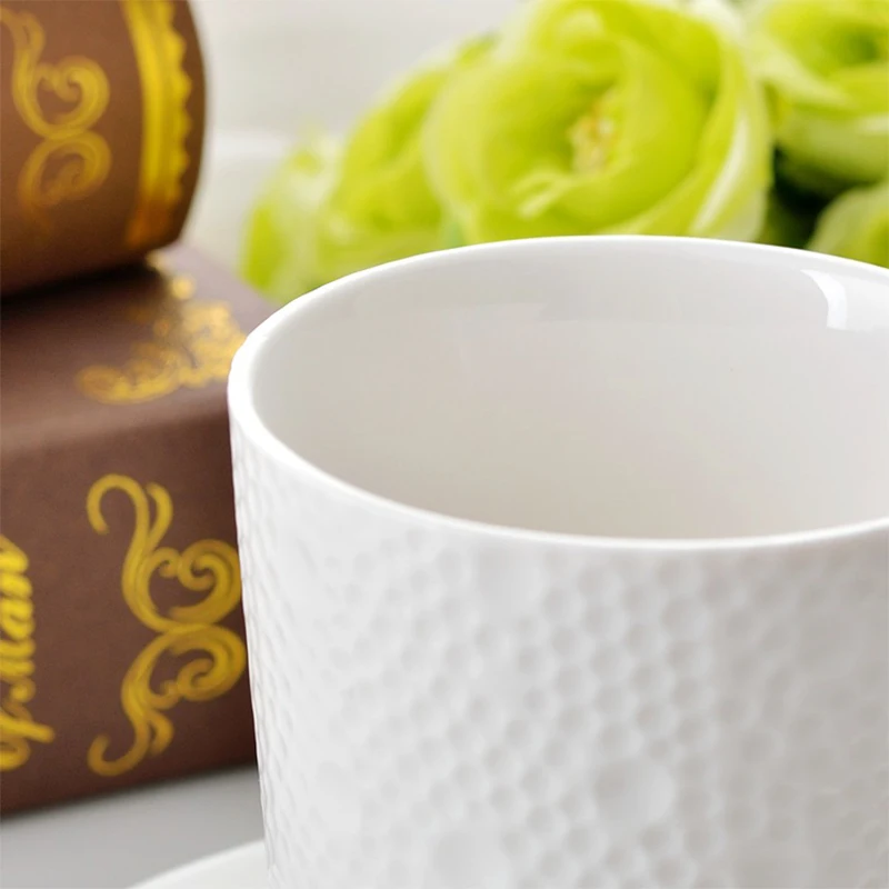 

350ML Coffee Cup Dish European and American Court Ceramic Coffee Cup Silver Premium Coffee Cup Dish Porcelain Spoon