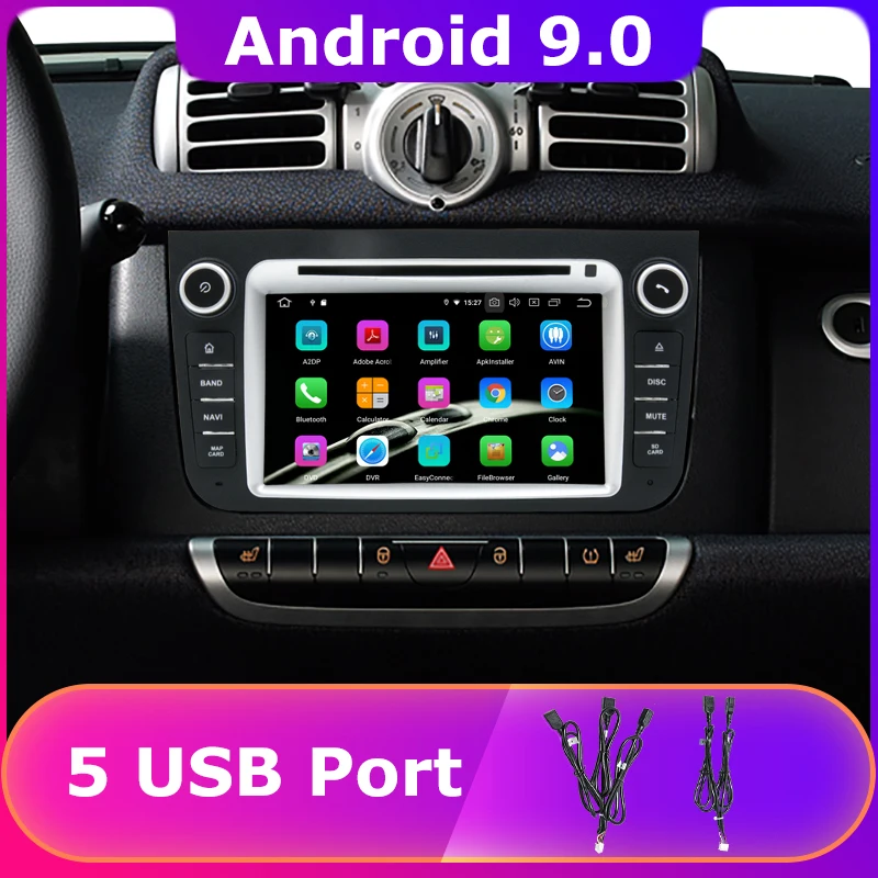 5 USB порт PX6/Восьмиядерный 4 Гб ОЗУ Android 9,0 автомобильный dvd-плеер для Mercedes Benz Smart Fortwo 2011 2012 2013 Автомобильный gps Радио DSP