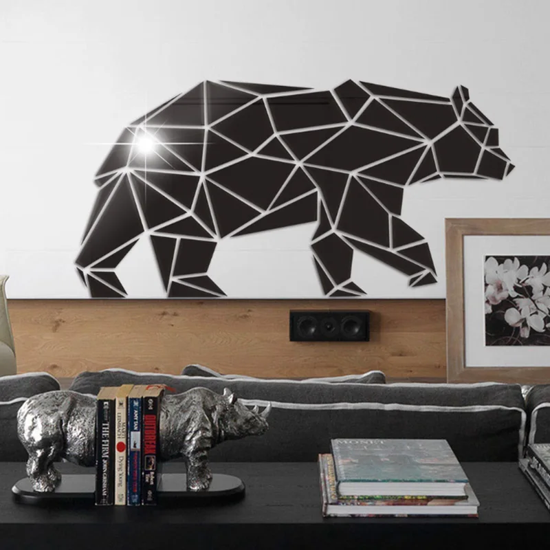 Nordic 3D медведь акриловые зеркала стены Стикеры s DIY искусство декора домашний