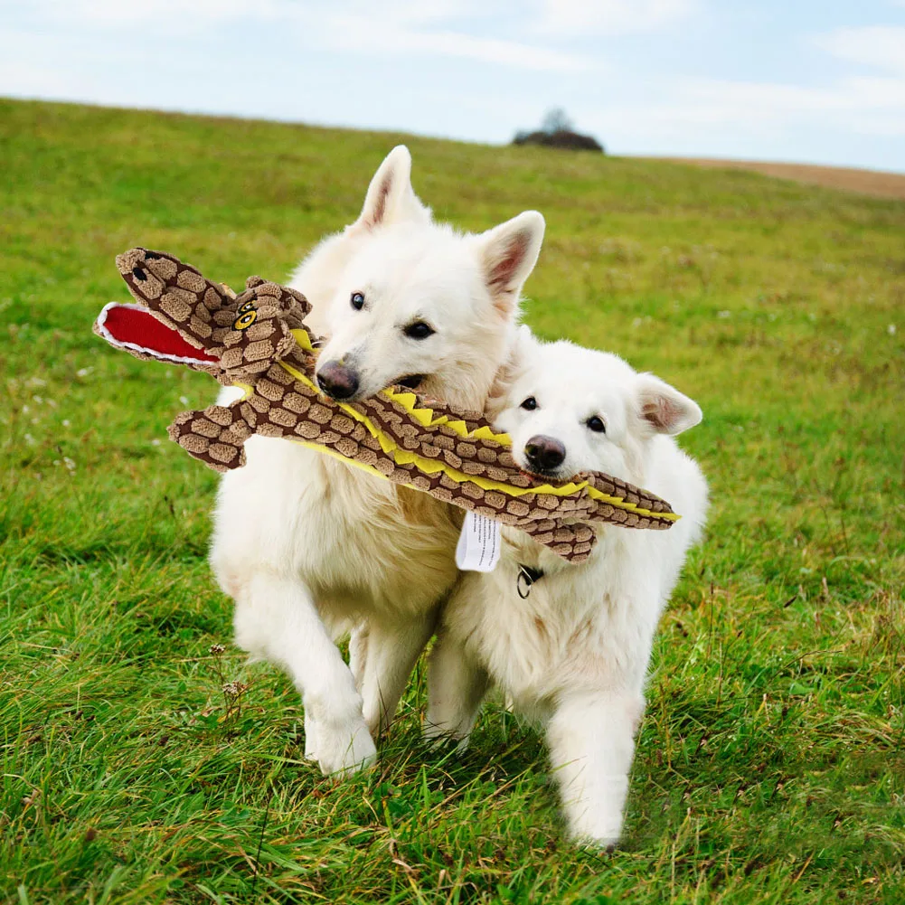 

Pet Dog Toy Linen Plush Crocodile Animal Toy Dog Squeaky Noise Toy Cleaning Teeth Pets Supplies Corn Grain Toy Interactive Doll