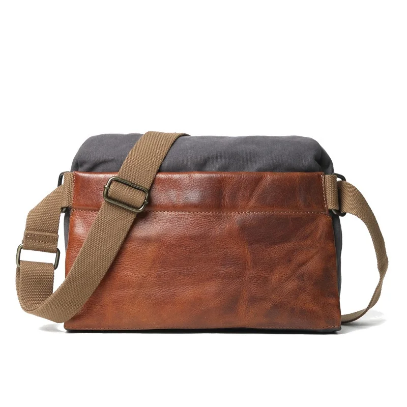 

2020 Leather Canvas Men Messenger Bags Casual Satchel Shoulder Bag Male Small Travel Handbag Vintage Youth Daily Crossbody Bag