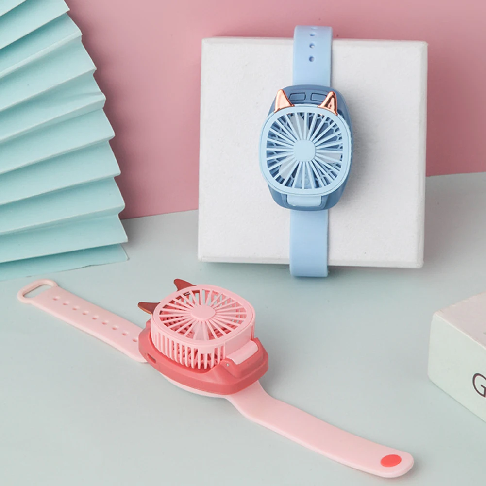 

With Wrist Strap Adjustable Angle For Kids USB Rechargeable Students LED Light School Mini Fan Air Cooling Fashion Desktop
