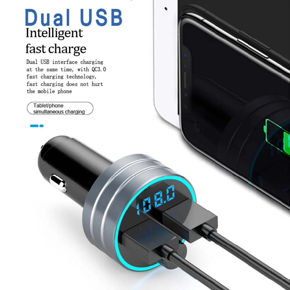 

Multifunctional Car MP3 Player Bluetooth FM Transmitter Receiver Dual USB Car Fast Charging Car Charger