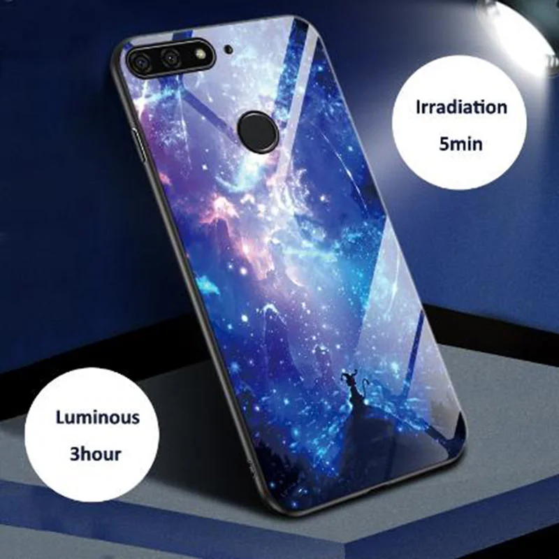 Светящиеся фосфоресцирующие чехлы из закаленного стекла для huawei P20 P30 Pro Lite mate 10 20 X
