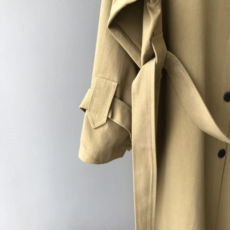 Женский Длинный однотонный тренчкот на пуговицах сзади|Женские пальто| |