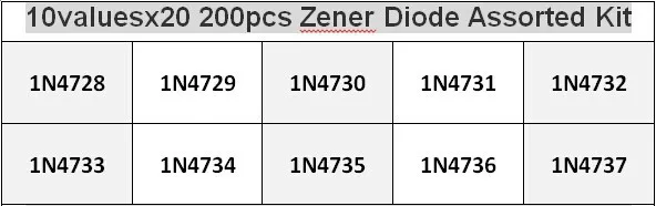 Набор электронных диодов Zener набор для самостоятельной сборки 10 значений 20 шт. 3 В