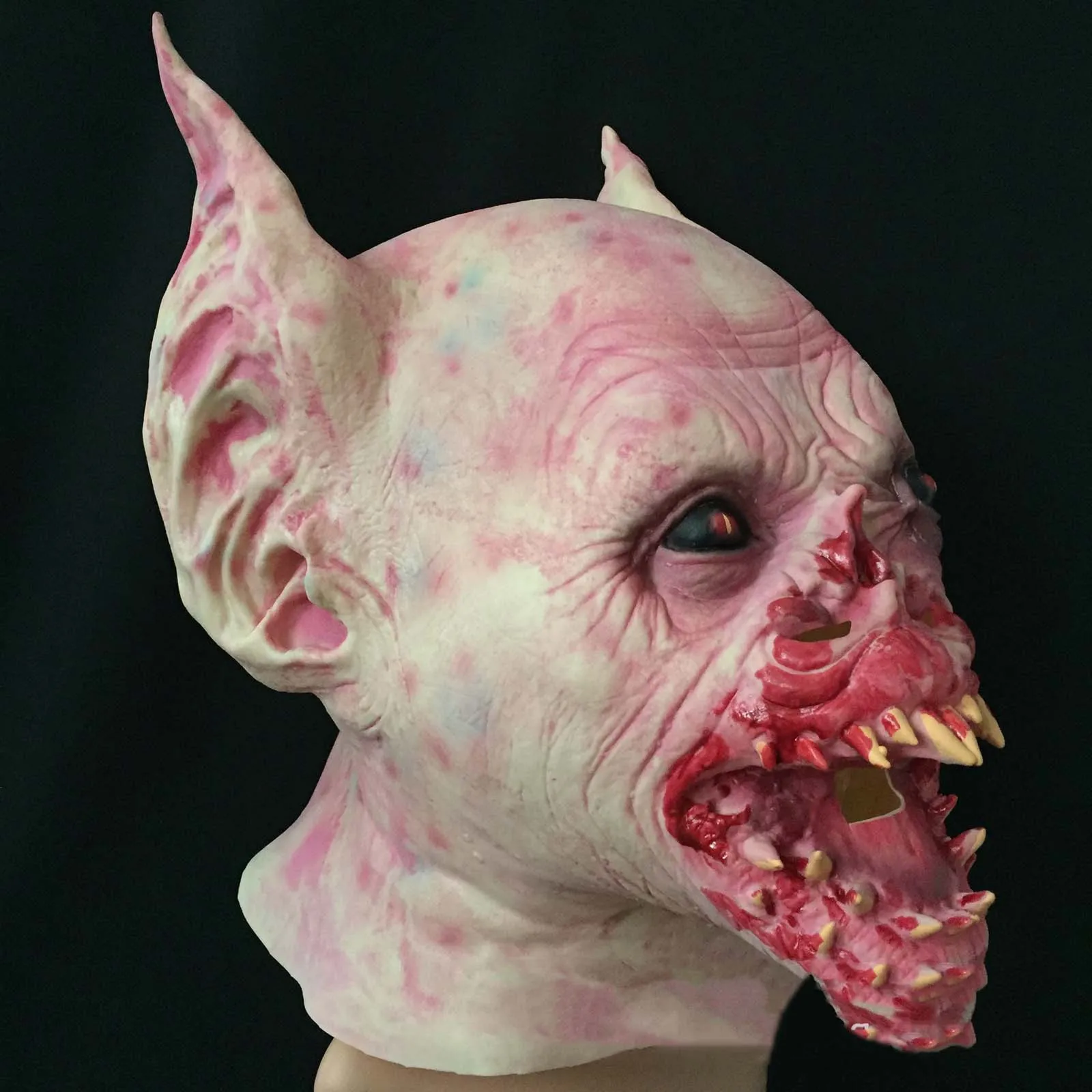 

Новинка 2021, Высококачественная латексная V-образная маска ужаса летучей мыши, Хэллоуин, дьявол, капюшон, фотореквизит, игрушки, аксессуары д...