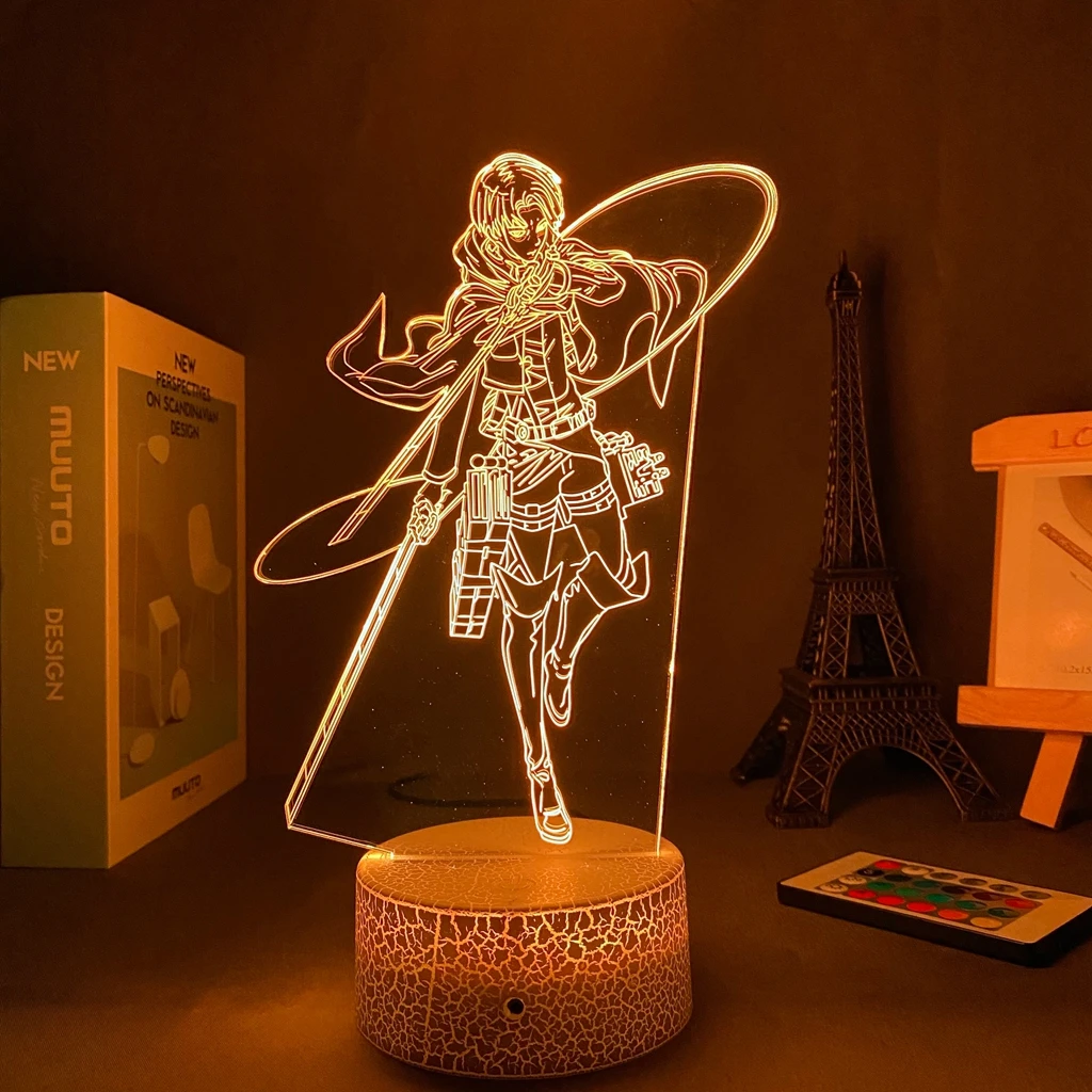 

Anime Lamp Manga леви аккерманc Led Lights Bedroom Decoration Night Lights Valentines Day Gift shingeki no kyojin