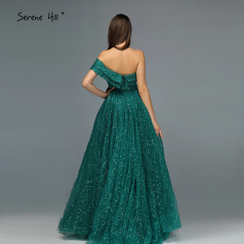 Дубай зеленый Роскошные блестящие Сексуальные вечерние платья 2021 одно плечо