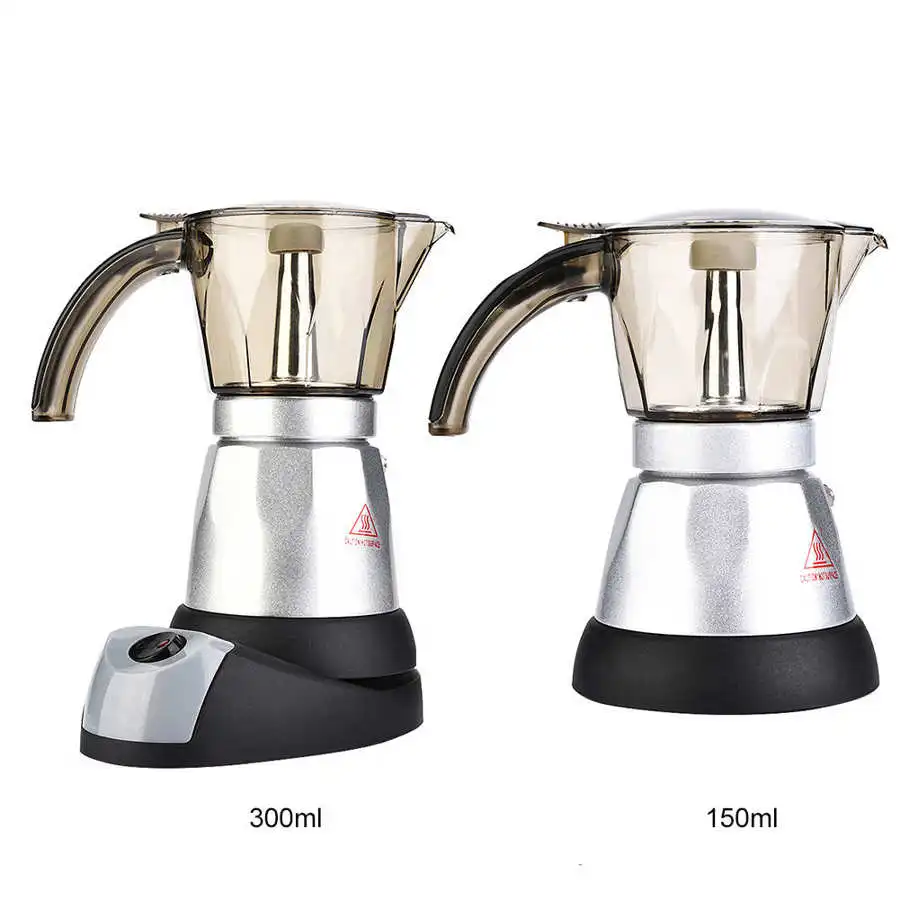 

400W Coffee Maker Portable Electric Espresso Machine 150/300ml Aluminum Moka Percolator Pot EU Plug 220V