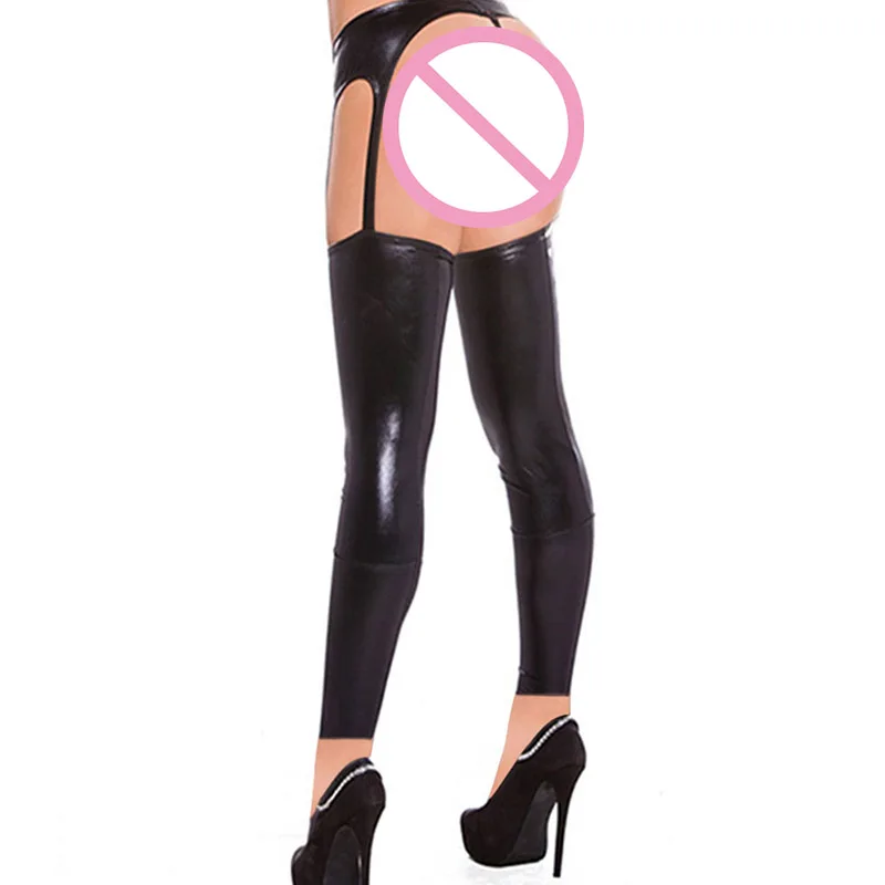 Сексуальные женские кожаные чулки до бедра эротические гетры на талии молнии