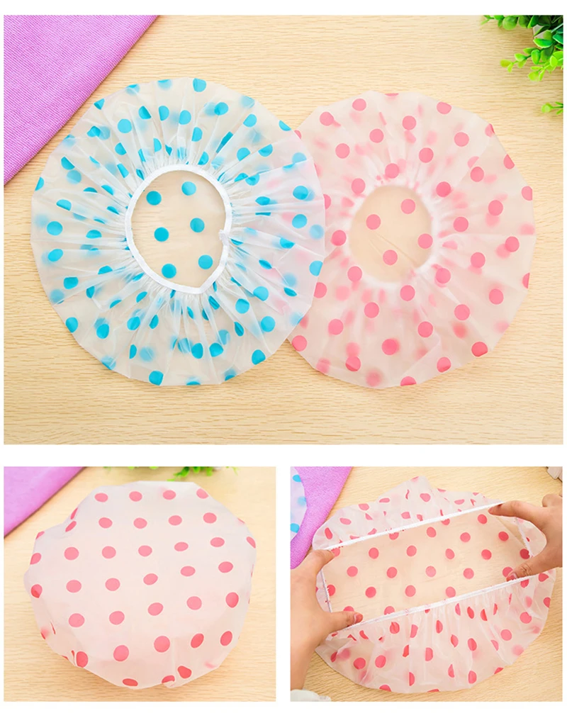 

Lovely Wave Point Waterproof Shower Cap Thickened Adult Lady Shampoo Cap Waterproof Shower Cap Shower Cap Color Random