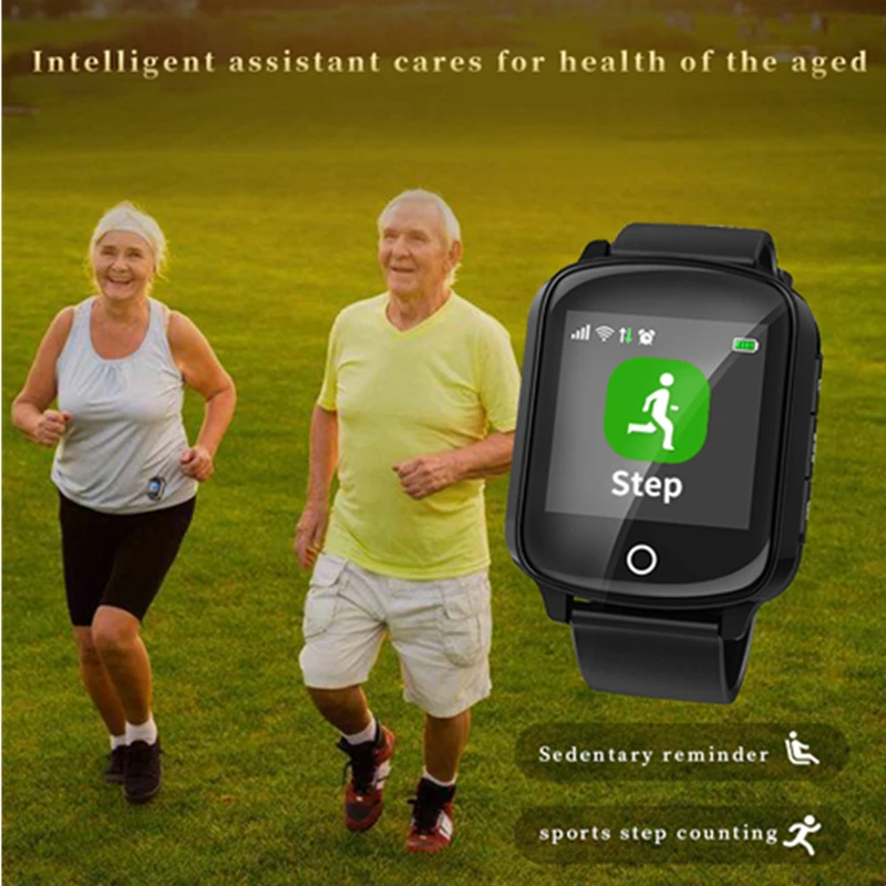 

Elderly Tracker Smart Watches Loud Volume Wifi GPS Location Heart Rate Blood Pressure Old Women Men Smartwatch with ECG/BPG D200