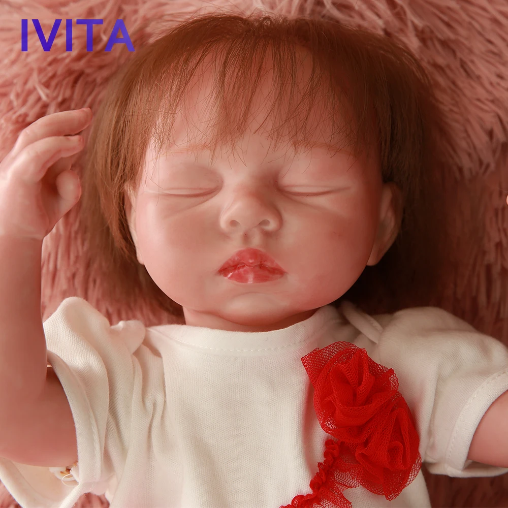IVITA DS1805 силиконовая кукла-Реборн, Реалистичная Спящая девочка лалки с нарисованными ногтями, золотые волосы, подарок, игрушки для детей