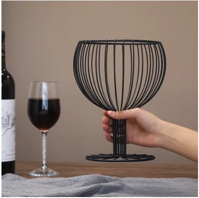 Форма чашки вина декоративная металлическая проволока корзина для фруктов