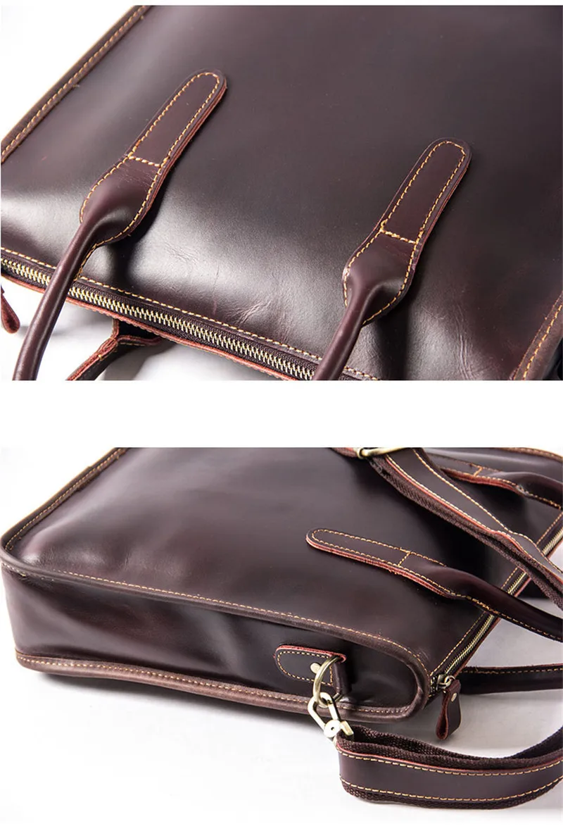 Retro fashion natural real leather business men's handbag vertical simple shoulder messenger bag ladies cowhide document bag