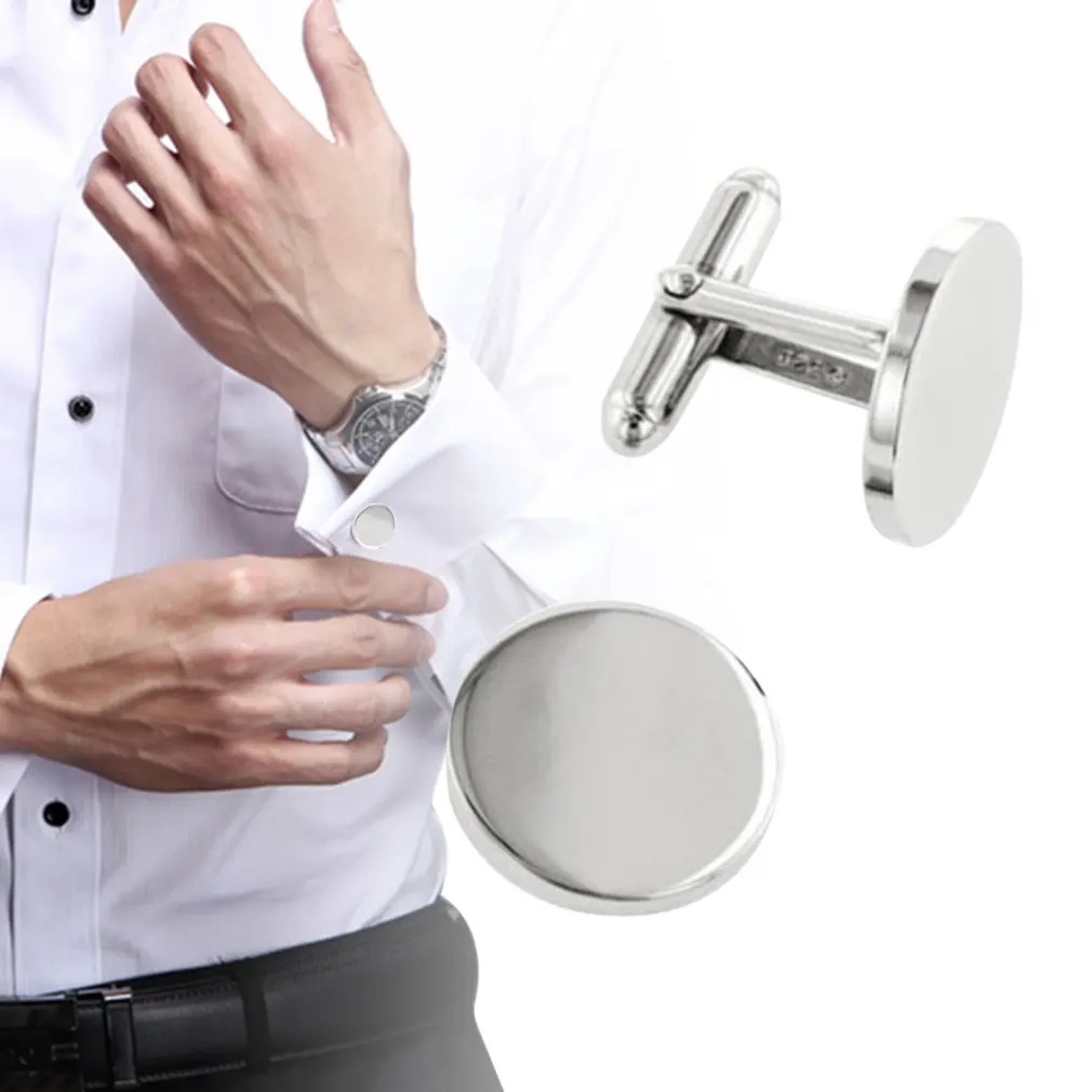

Luxury Shirt Cufflink For Mens Casual Round Shape Business Casual Cuff Buttons Silver Cuff Link Gemelos Men Jewelry Hot