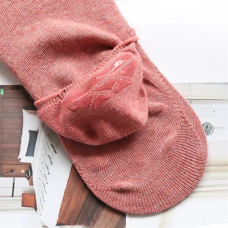

5 Pairs Korean Socks Women Solid Color Cotton Socks Dark Thread Shallow Mouth Crew Socks Anti-dropping Ladies Invisible Socks