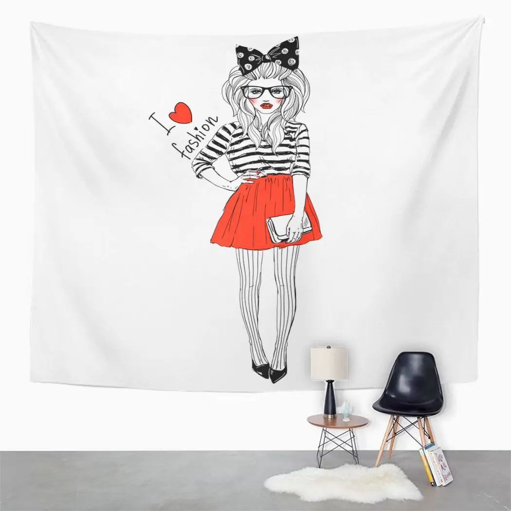 

Girl Tapestry Hipster Fashion Tapestry For Bedroom Room Decor Wall Hanging Wall Art Tapestry Picnic Mat Beach Towel Bed Cover