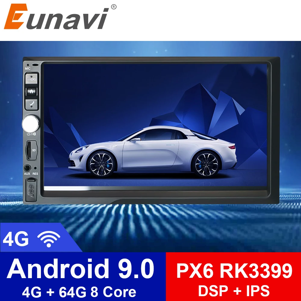 Автомагнитола Eunavi Автомобильная стереосистема формата 2 Din на платформе Android 9.0 с