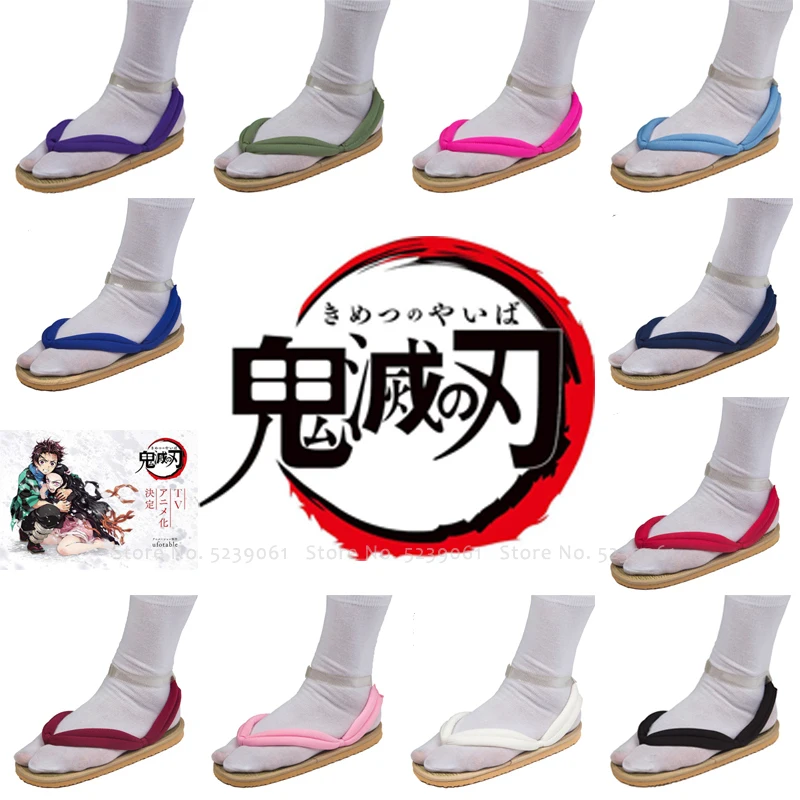 

Adult Kids Demon Slayer Kimetsu No Yaiba Anime Cosplay Shoes Kamado Tanjirou Nezuko Sandal Geta Clogs Agatsuma Zenitsu Flip Flop