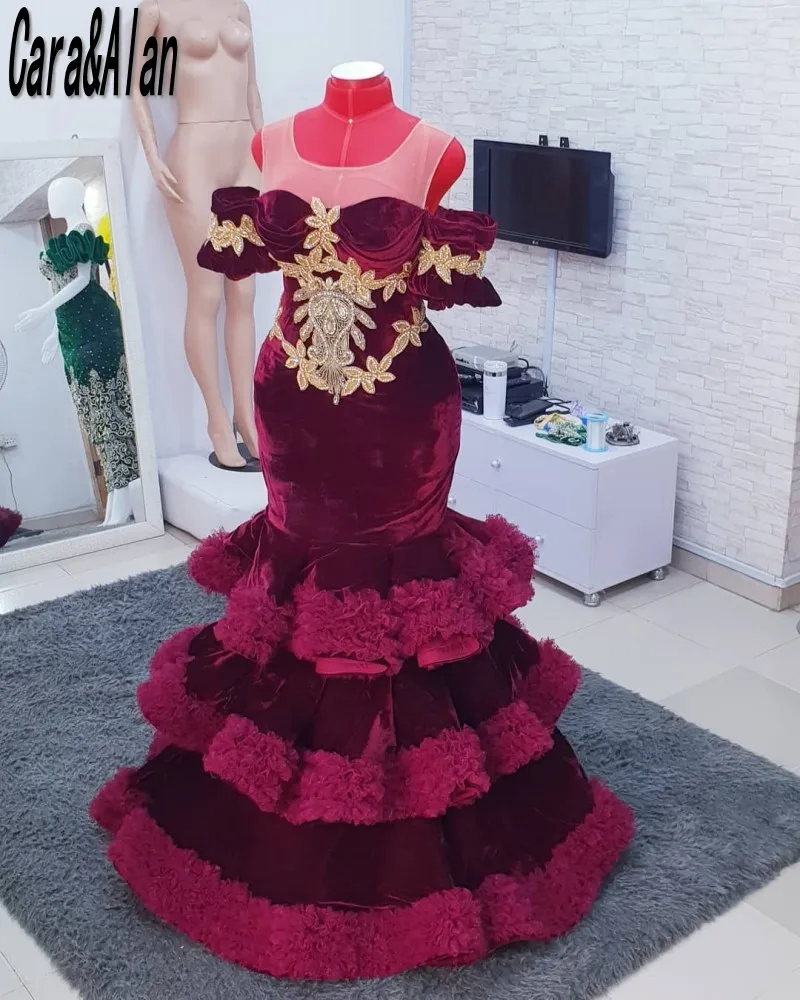 

Женское бархатное платье-Русалка Aso Ebi, Бордовое платье со съемной юбкой, вечернее платье для выпускного вечера,