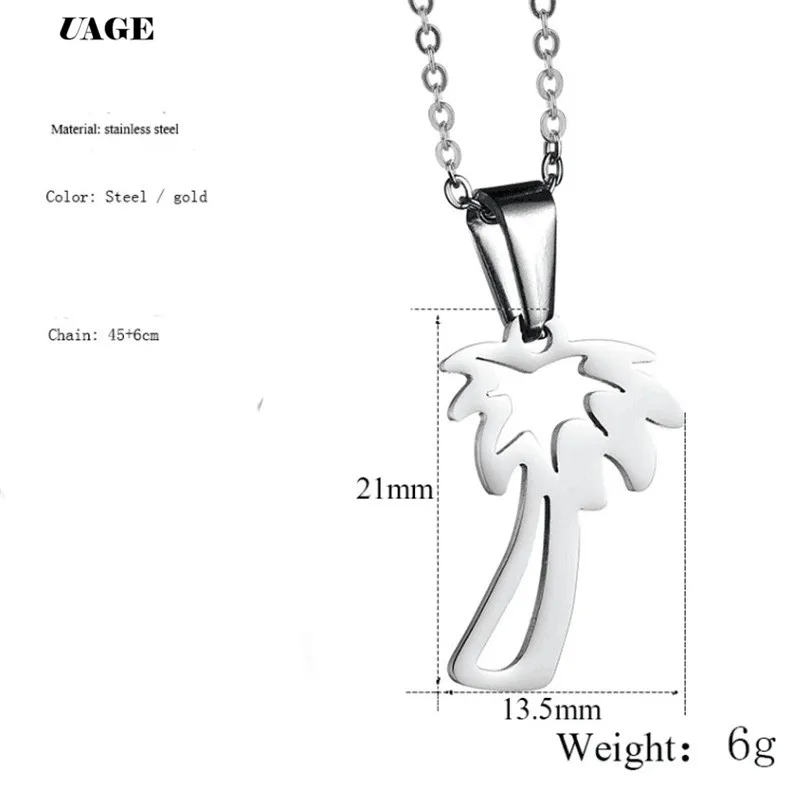 UAGE Women Dainty Palm Tree Necklace Stainless Steel Coconut Pendant Necklaces Minimalist Plant Jewelry | Украшения и аксессуары