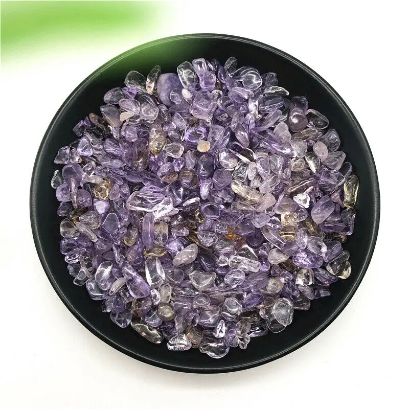 50 г 2 размер натуральный желтый фиолетовый точечный гравий с кристаллами кварца