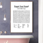 Декор для ванной, холст, картина для ванной комнаты, поиск слов, перекрестные слова, художественный принт, черный, белый минимализм, знак для ванной комнаты, Настенная картина