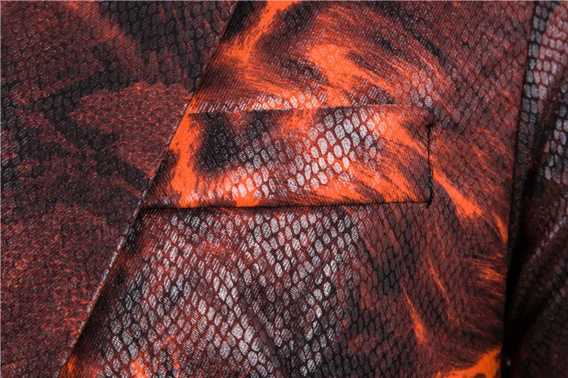 

One Button Mens Blazer Jacket and Vest Suit Set Beast Print Suit Dresses Performance Clothes Singing DJ Two-piece