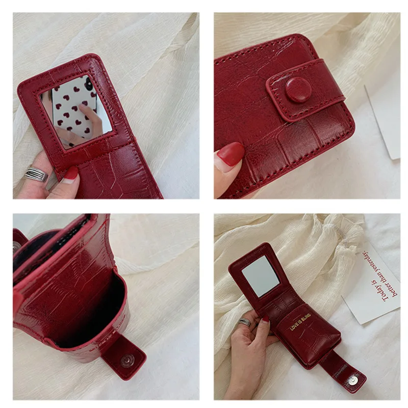 

Women Small Cosmetic Bag Leather Lipstick Bag Case Cover Earphone Jewelry Bag Fashion Ladies Girls Makeup Bags