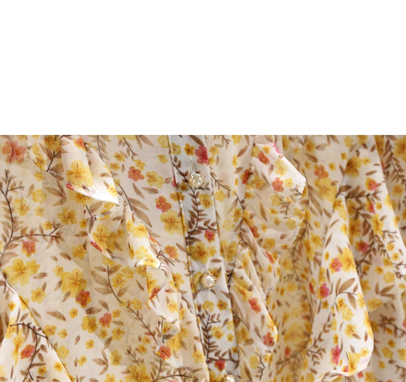 

2021 Spring Korean Style New Loose Sweet Women Blusas Western Style Super Fairy Ladies Shirt Ruffled Floral Chiffon Shirt Top