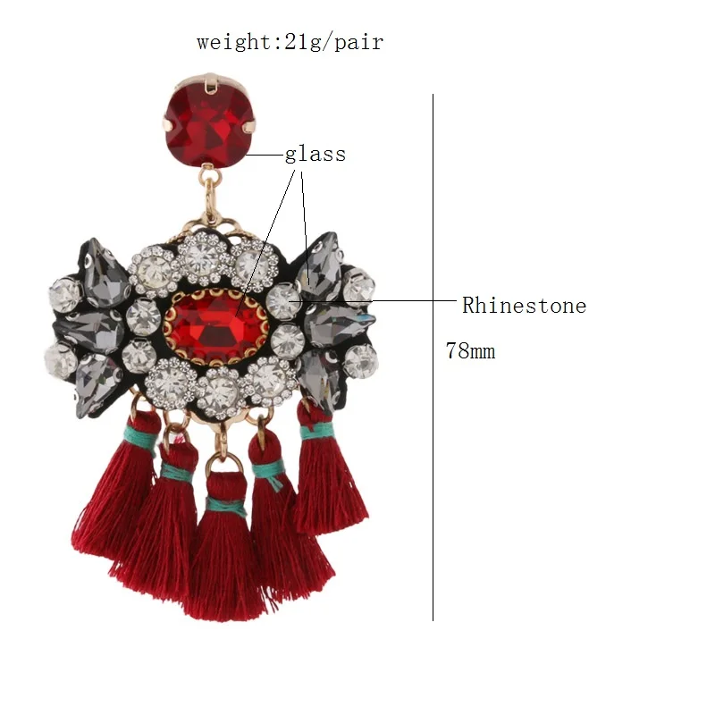 NeeFu WoFu Rhinestone Earrings Tassel Crystal Big butterfly Earring Large Long Brinco Ear Accessories Oorbellen Christmas Gift | Украшения