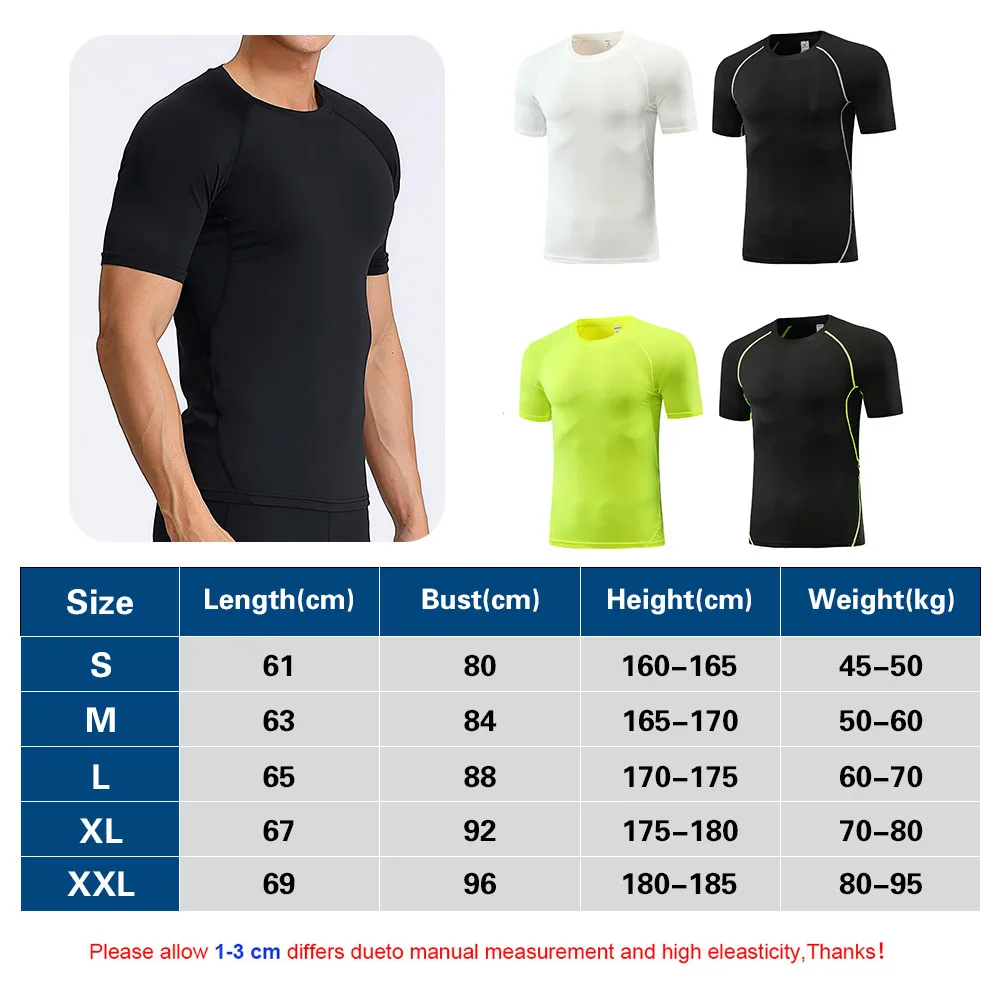 Men's Running T-Shirts, Quick-Drying Compression Sports T-Shirts, Gymnastic Running Shirts, T Shirt for Men Football Shirts