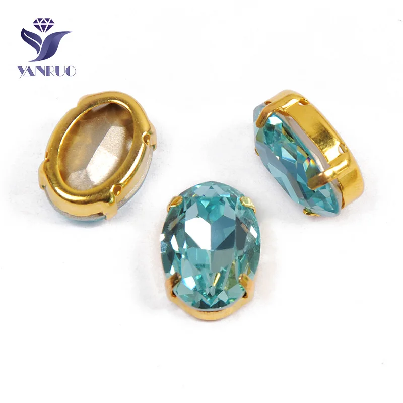 Aquamarine Yanruo 4120 Овальный заостренный назад пришить стразы стеклянные изделия ручной работы камни страз стразы для поделок ювелирных изделий - Цвет: Aquamarine