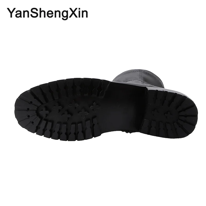 YANSHENGXIN/обувь; женские ботинки; Ботинки martin с круглым носком в интернет-стиле; женская обувь на плоской подошве; ботинки осень-зима; женские ботинки