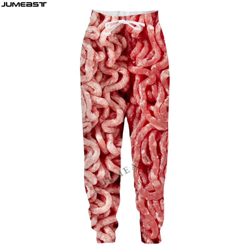 

Jumeast Y2k Men Women 3D Printed Food Meat Hip Hop Long Pants Sport Pullover Length Sweatpants Trousers