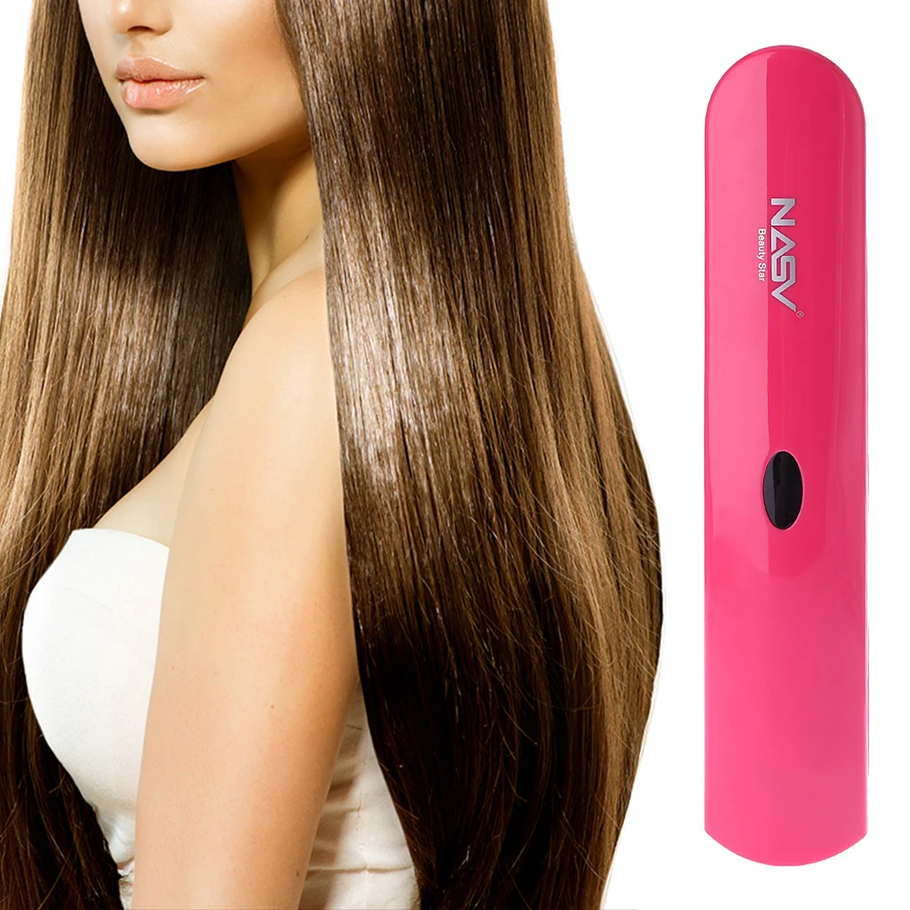 

Cordless USB Rechargeable Electric Comb Hair Straightener Irons Brush Styling