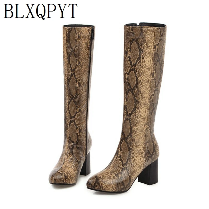 

BLXQPYT New Winter Autumn women Boots 2019 Big Size 34-48 Knee High Boots Zip High Heels Long Platform Knight shoes woman 8754