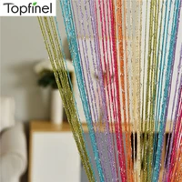 topfinel shiny string curtain valance tassel multi color line curtains for living room window door divider rooms curtains