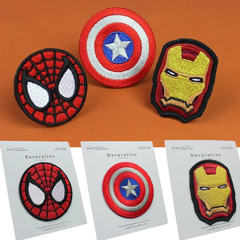 Нашивки с героями комиксов Marvel Железный человек Человек-паук Капитан Америка