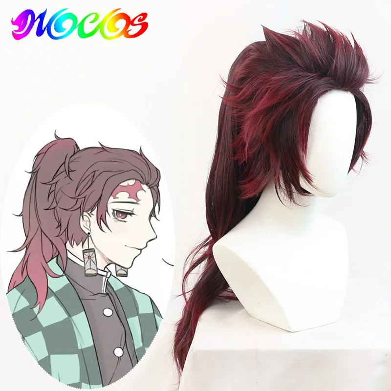 DIOCOS аниме Demon Slayer Kimetsu No Yaiba Kamado Tanjirou Косплей парики Мужчины Женщины 70 см длинные волосы 4 стиля