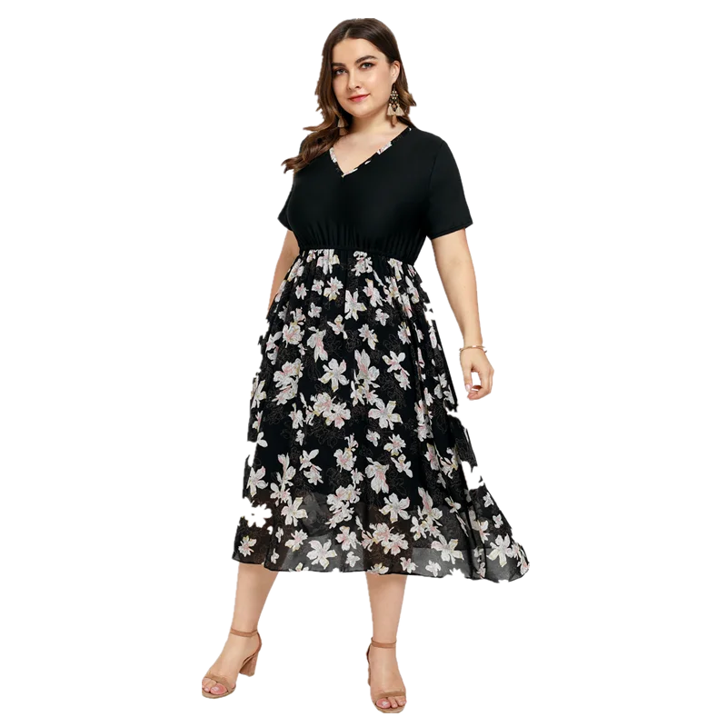 2021 Весна Fashing элегантное сексуальное платье размера плюс черный вечерние XL 5XL