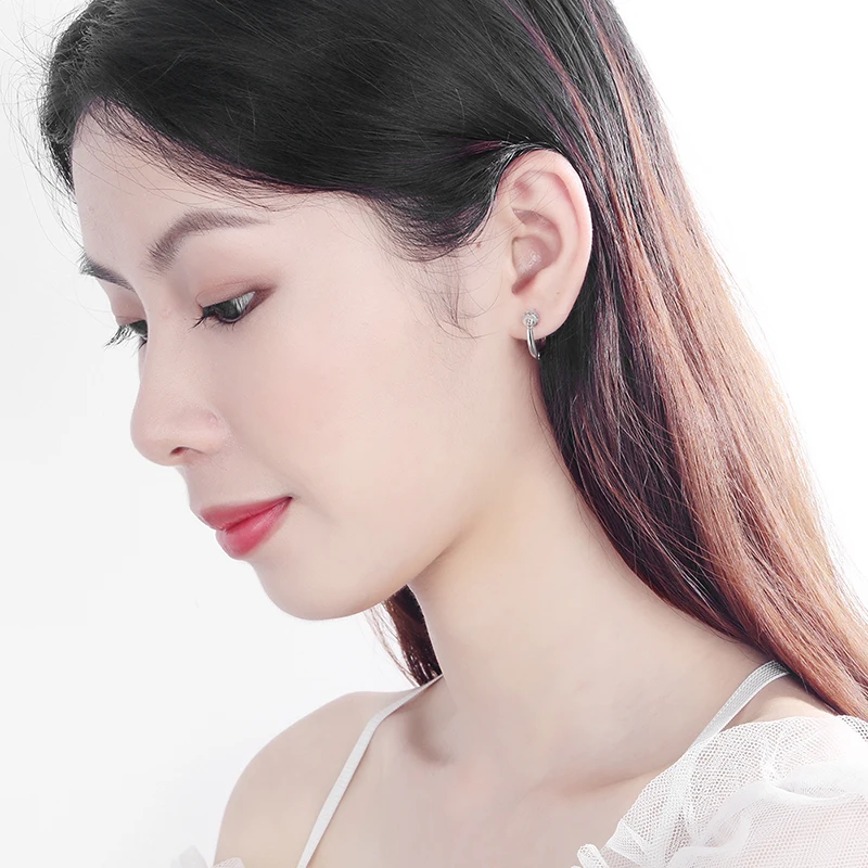 Women's Fashion Lovely Simple Hoop Earrings Crystal Small Huggies Golden/White Tiny Hoops Charming Earring Piercing Jewelry Gift