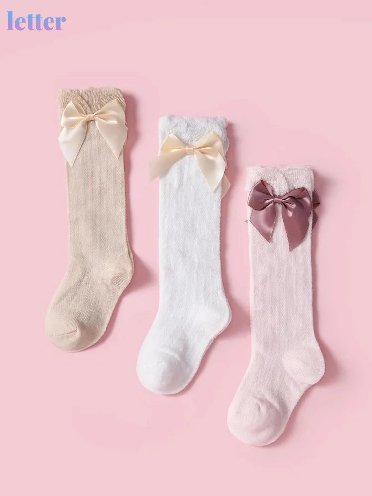 

3pairs/lot Baby Toddlers Girls Long Knee High Socks Kids Infant Soft Mesh Spanish Style Breathable Sock for 0-3 Years Children