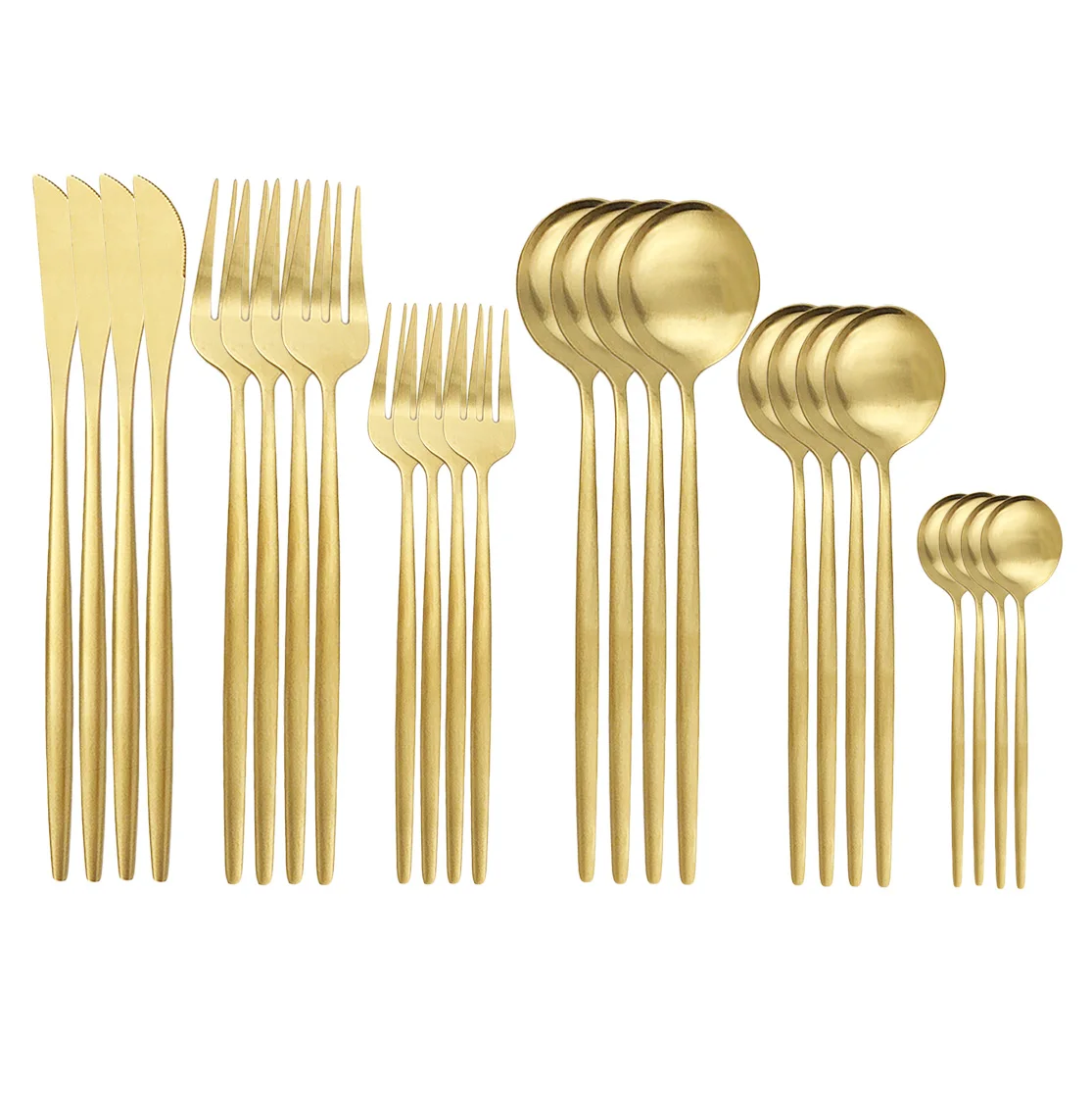 

Gold Matte Cutlery Set Stainless Steel Tableware Set Knives Forks Spoons Silverware Western Dinnerware Set Kitchen Accessories