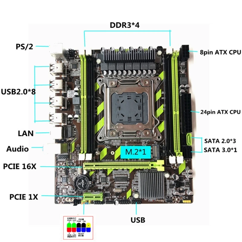 

X79G M.2 Interface Motherboard LGA 2011 DDR3 Mainboard for In-tel Xeon E5/V1/C1/V2 Core I7 CPU Accessories