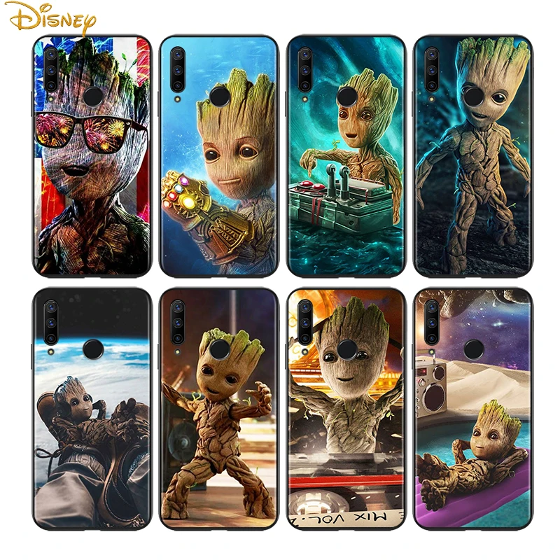 

Groot Marvel Avengers for Huawei Honor 30 20 10 9S 9A 9C 9X 8X MAX 10 9 Lite 8A 7C 7A Pro Silicone Black Phone Case