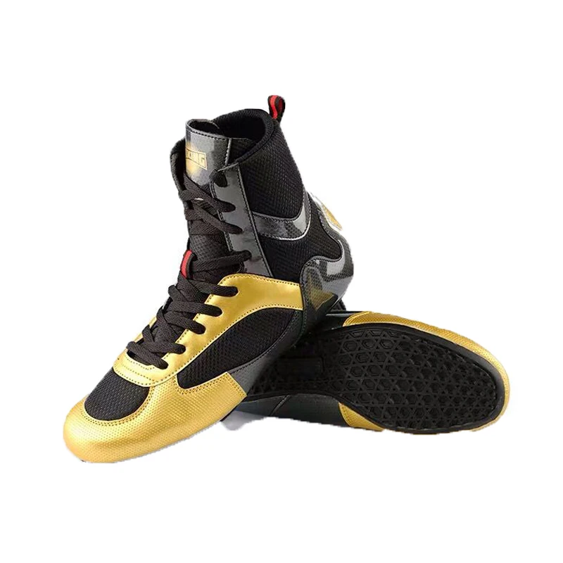 

New Professional Boxing Shoes Higt Ankle Men Gold Light Wrestling Shoes Men Breathable Boxing Boots Anti Slip Wrestling Sneakers