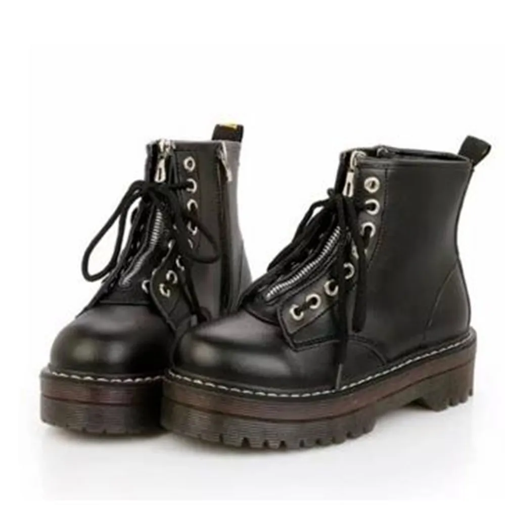 Женские ботильоны из искусственной кожи на плоской подошве с молнией